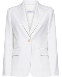 Max Mara - Jassen ,Wit ,Wol Witte Wollen Jas Peak Revers - Lyst