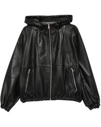Tela - Tanner Lamslederen Jack Met Capuchon - Lyst