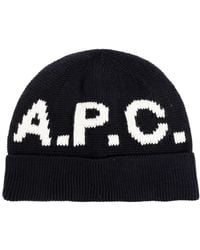 A.P.C. - Logo Beanie - Lyst