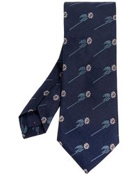 Paul Smith - Accessoires ,Blauw ,Zijden Stropdas Met Bloemmotief - Lyst