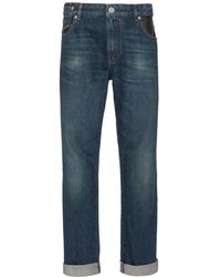 Balmain - Gerade geschnittene jeans mit taschen aus leder - Lyst
