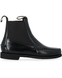 Sebago - Schwarze Leder-Stiefeletten Mit Elastischen Einsätzen - Lyst