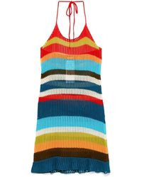 DSquared² - Rosa Halfterneck Gestreiftes Offenes Rücken Kleid - Lyst
