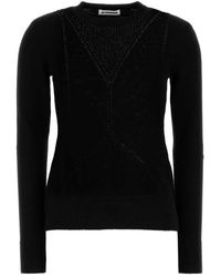 Jil Sander - Truien & Vesten ,Zwart ,Wol Zwarte Wollen Blend Trui - Lyst