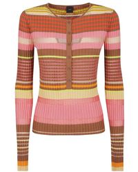 Pinko - Regenboog Ribben Mist Gebreide Top - Lyst
