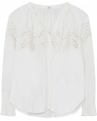 GUSTAV - Weiße bluse mit v-ausschnitt und muster - Lyst