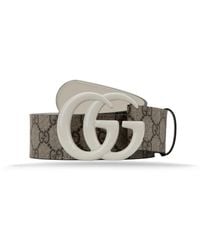 Gucci - Accessoires ,Veelkleurig ,Leer Leren Riem Met Logo-Gesp - Lyst