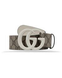 Gucci - Accessoires ,Veelkleurig ,Leer Leren Riem Met Logo-Gesp - Lyst