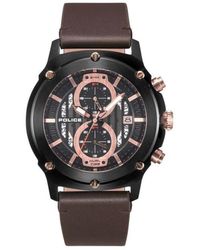 Police - Accessoires ,Zwart ,Leer Horloge Bruin Leer 46Mm Lulworth Pl. 15917Jsb-02A - Lyst