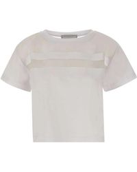 Iceberg - Camiseta de algodón blanco con detalles de organza de seda - Lyst