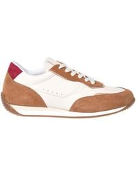 Baldinini - Sneaker Aus Hellbraunem Wildleder Und Weißem Leder - Lyst