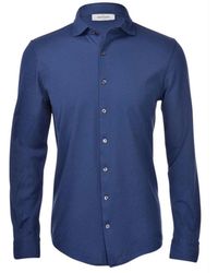 Gran Sasso - Blaues casual hemd mit langen ärmeln - Lyst