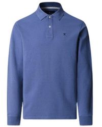 Hackett - Tops ,Blauw ,Katoen Slim Fit Pique Polo Met Lange Mouwen - Lyst