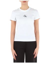 Calvin Klein - Slim fit baumwoll t-shirt mit logo stickerei - Lyst