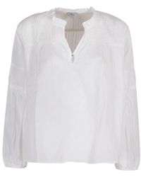 Rails - Blusa blanca con escote en v y mangas fruncidas - Lyst