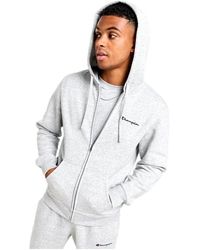Champion - Grauer kapuzen-sweatshirt mit reißverschluss - Lyst