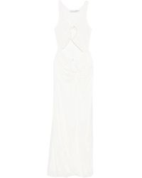 Christopher Esber - Weiße Ärmellose Drapierte V-Ausschnitt Kleid - Lyst