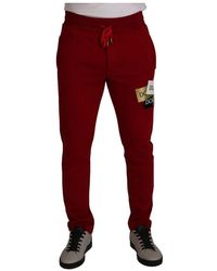 Dolce & Gabbana - Pantaloni jogging rossi con logo patch - Lyst