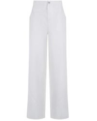 Alberta Ferretti - Broeken ,Wit ,Katoen Losse Elegante Broek Met Hoge Taille - Lyst