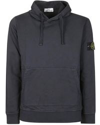 Stone Island - Hoodies & Sweatvesten ,Blauw ,Katoen Hooded Sweatshirt Met Buidelzak - Lyst