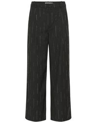 Gestuz - Broeken ,Zwart ,Leer Wide Broek - Lyst