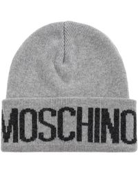 Moschino - Accessoires ,Grijs ,Wol Pet Met Logo - Lyst
