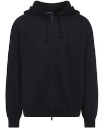 Y-3 - Hoodies & Sweatvesten ,Zwart ,Katoen Brushed Terry Zip Hoodie - Lyst
