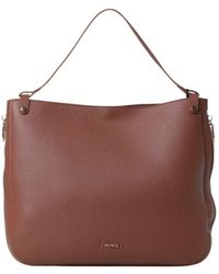 Twinset - Braune leder-schultertasche mit reißverschluss - Lyst