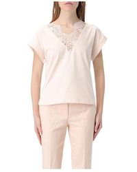 Twinset - Weiße Spitzen V-Ausschnitt Top - Lyst