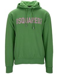 DSquared² - Hoodies & Sweatvesten ,Groen ,Katoen Hoodie Met Trekkoord - Lyst