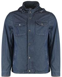 Moorer - Jassen ,Blauw ,Denim Stijlvolle Denimjas Met Koord - Lyst