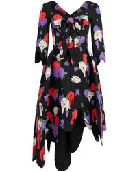 Moschino - Asymmetrische Jurk Met Bloemenprint - Lyst