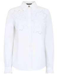 Roberto Cavalli - Overhemden ,Wit ,Katoen Rozepatroon Katoenen Overhemd Lange Mouwen - Lyst