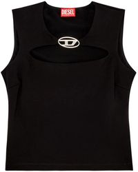 DIESEL - Schwarzes shirt mit ovalem ausschnitt - Lyst