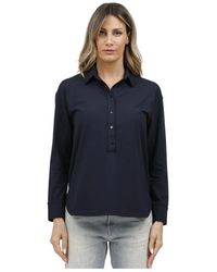 Alpha Studio - Overhemden ,Blauw ,Katoen Katoenen Polo Met Lange Mouwen Ice - Lyst