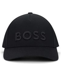 HUGO - Accessoires ,Zwart ,Katoen Katoenen Cap Met Geborduurd Logo - Lyst