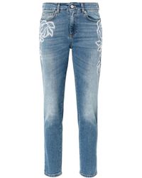 Ermanno Scervino - Blaue denim-jeans mit blumenstickerei - Lyst