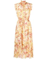 Zimmermann - Midi-Jurk Met Bloemenprint - Lyst