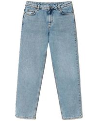 Twin Set - Jeans cropped a vita alta straight cut - Lyst