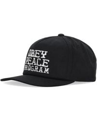Obey - Accessoires ,Zwart ,Katoen Zwarte Gebogen Klep Snapback Pet - Lyst