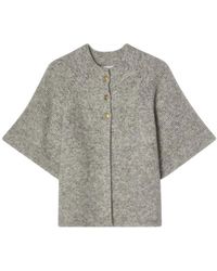 BUSNEL - Truien & Vesten ,Grijs ,Wol Vilanie Mohair Cardigan Met Korte Mouwen - Lyst