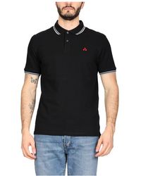 Peuterey - Tops ,Zwart ,Katoen Zwarte Poloshirt Met Geborduurd Logo - Lyst