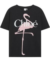 Chloé - Tops ,Zwart ,Katoen Baby Fit Logo T-Shirt - Lyst