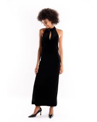 Marella - Schwarzes Samt Maxikleid Mit Offenem Rücken - Lyst