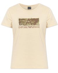 EA7 - Tops ,Katoen Logo Series Katoenen Jersey T-Shirt - Lyst