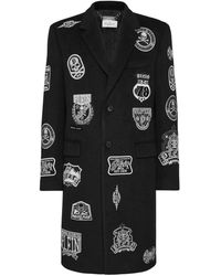 Philipp Plein - Wollen Lange Jas Met Patches - Lyst
