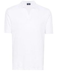 Barba Napoli - Weiße leinen v-ausschnitt poloshirt - Lyst