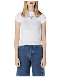 Tommy Hilfiger - Camiseta de mujer blanca con estampado - Lyst