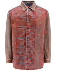 DIESEL - Rotes oversize hemd mit druckknöpfen - Lyst
