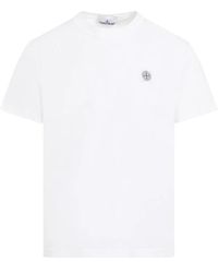 Stone Island - Weißes baumwoll-t-shirt rundhals - Lyst